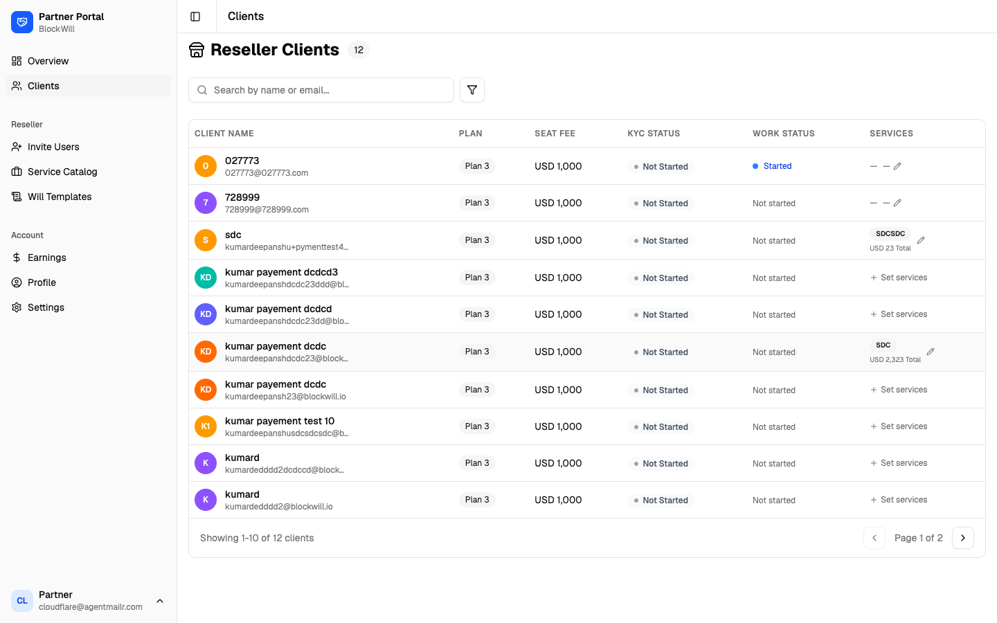 Reseller clients list